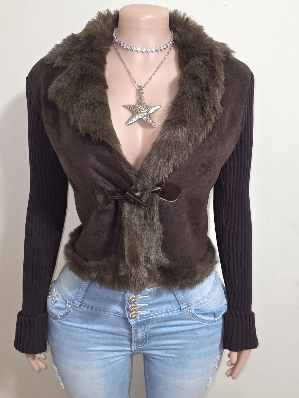 ☆Newport News Dark Brown Fur Trim Jacket☆